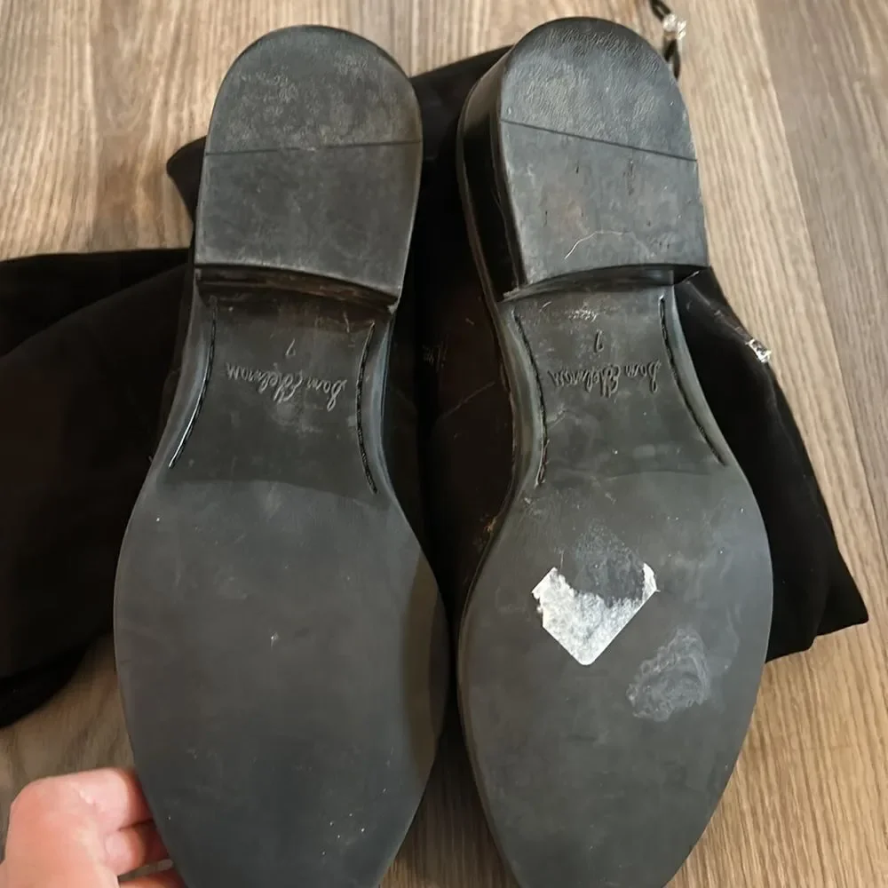 LIKE NEW SAM EDELMAN OTK PALOMA BLACK SUEDE BOOTS SIZE 7- RETAIL $398